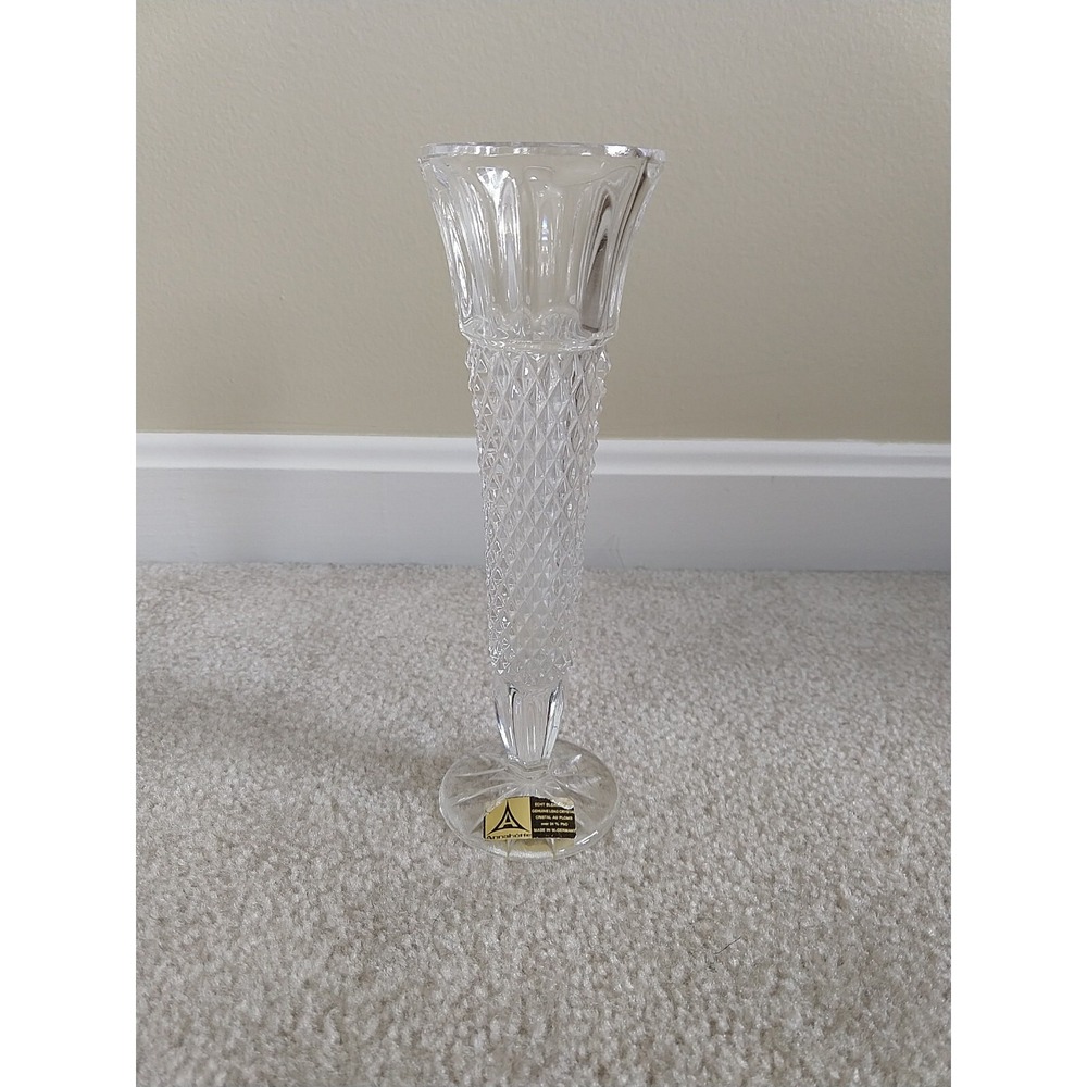 Vintage Anna Hutte Lead Crystal 8 Inch Vase Made In Germany